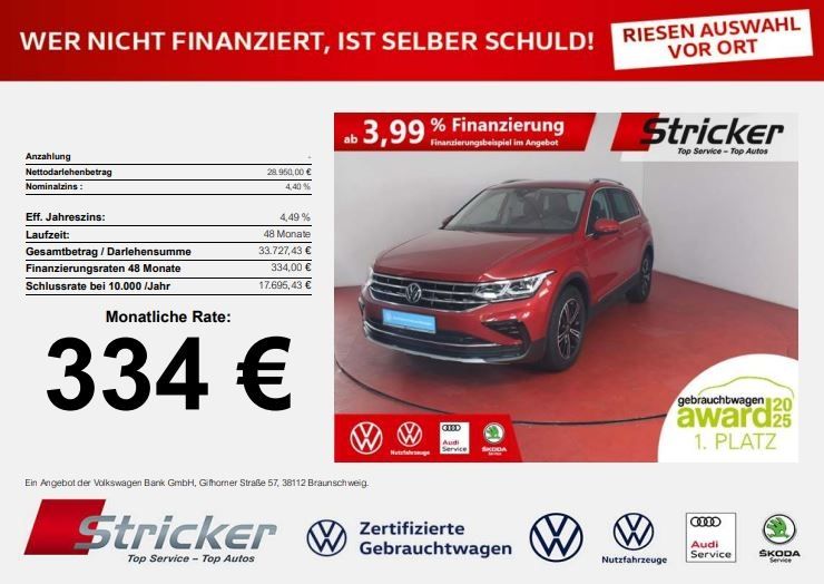 VW Tiguan 26.999 km 28.449 € Horn-Bad Meinberg 32805