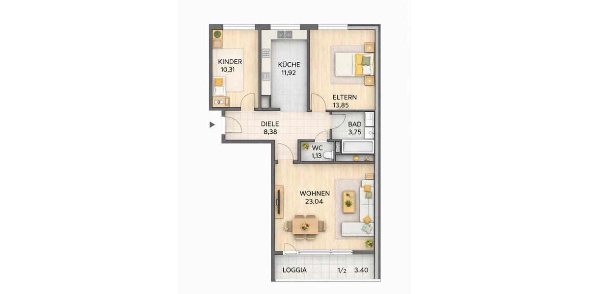 Hochparterre Paderborn Neuenbeken - 3 Zimmer, 76 m&sup2;, 243.000&euro; | Angebot:27130233
