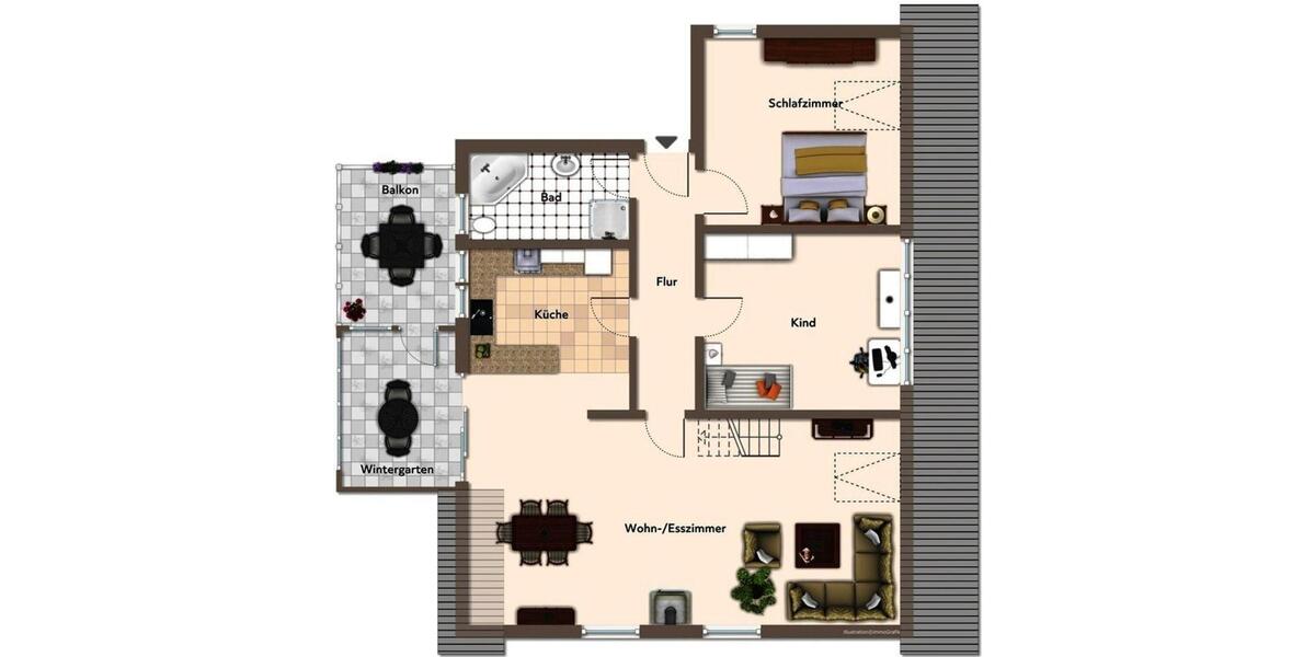 Große Eigentumswohnung mit Wintergarten und Balkon 4 zimmer