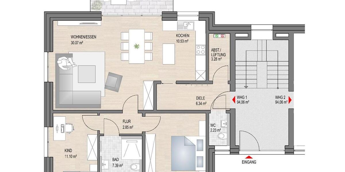 Erdgeschoßwohnung Rietberg - 3 Zimmer, 94 m&sup2;, 1.125&euro; | Angebot:26624202