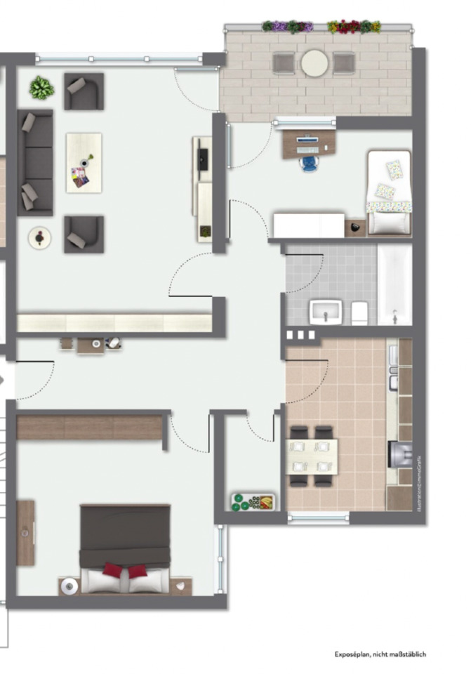 Helle 3-Zimmer-Wohnung mit Terrasse in Benhausen – Erdgeschoss zimmer