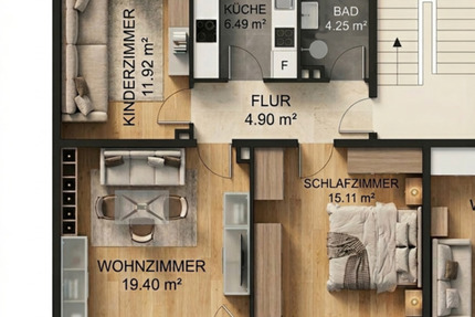 Wohnung Detmold Hakedahl - 3 Zimmer, 64 m&sup2;, 197.500&euro; | Angebot:25551102