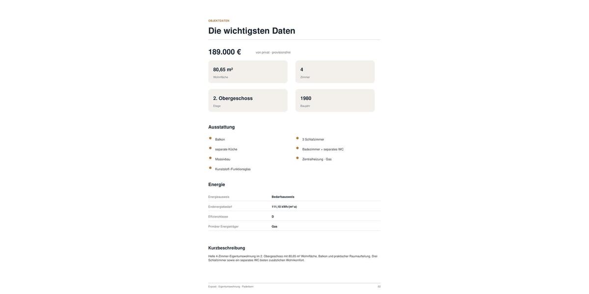 Etagenwohnung Paderborn Neuenbeken - 4 Zimmer, 80 m&sup2;, 189.000&euro; | Angebot:27514315