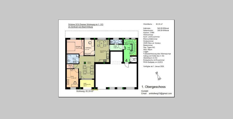 Schöne 2(3) Zimmer Wohnung im Zentrum von Bad Driburg zimmer