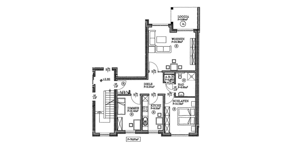 Etagenwohnung Schloß Holte-Stukenbrock Stukenbrock - 3 Zimmer, 80 m&sup2;, 290.000&euro; | Angebot:23530531