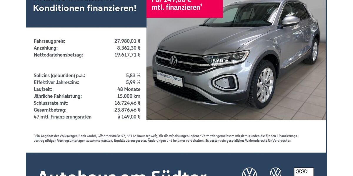VW T-Roc 17.536 km 27.980 € Rietberg 33397