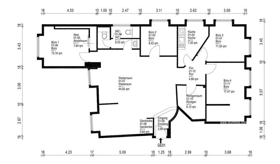 Büro- oder Praxisräume im Hochparterre in einem denkmalgeschützten Gebäude im Zentrum von Detmold