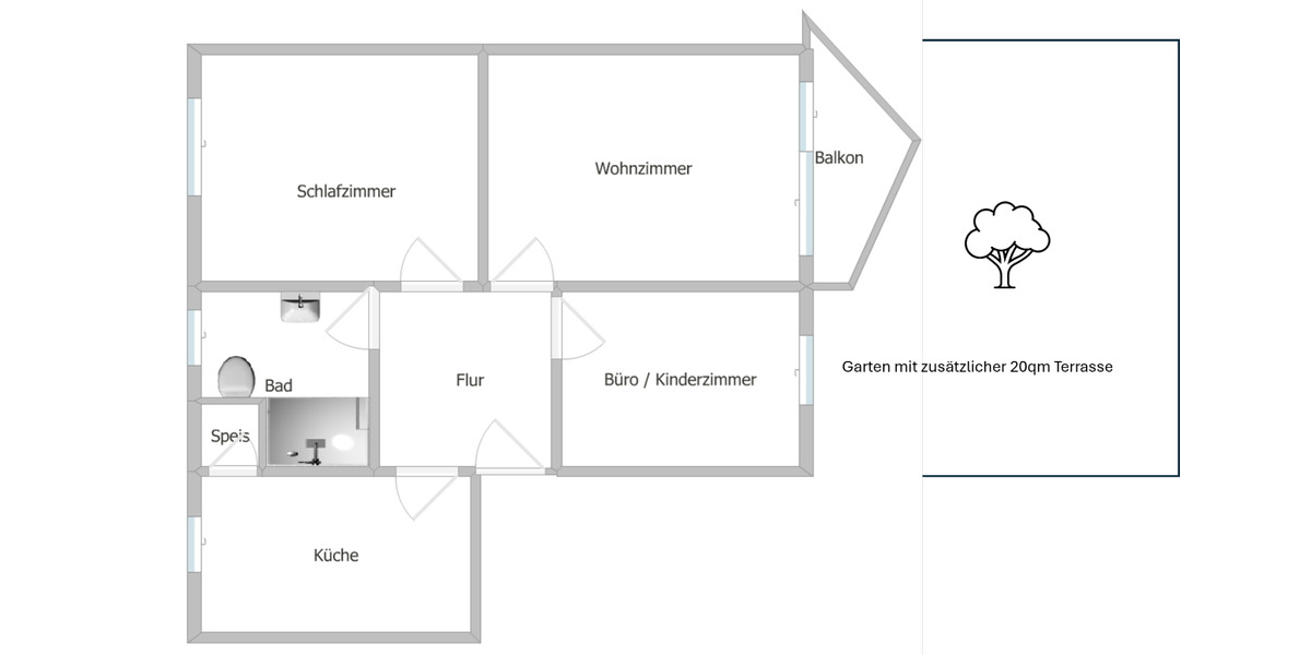 Kernsanierte 3-Zimmer-Wohnung im EG, Garten, Erstbezug, Kernst.#2 3 zimmer
