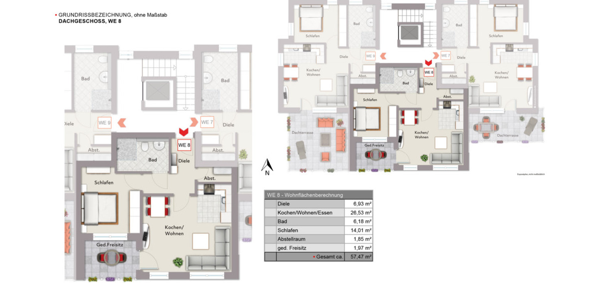 Etagenwohnung Schloß Holte-Stukenbrock Schloß Holte - 2 Zimmer, 57 m&sup2;, 244.600&euro; | Angebot:24767681