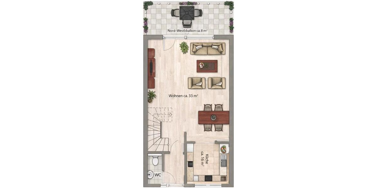 Helle Maisonette-Wohnung mit Balkon – ca. 96 m² – privat 4 zimmer