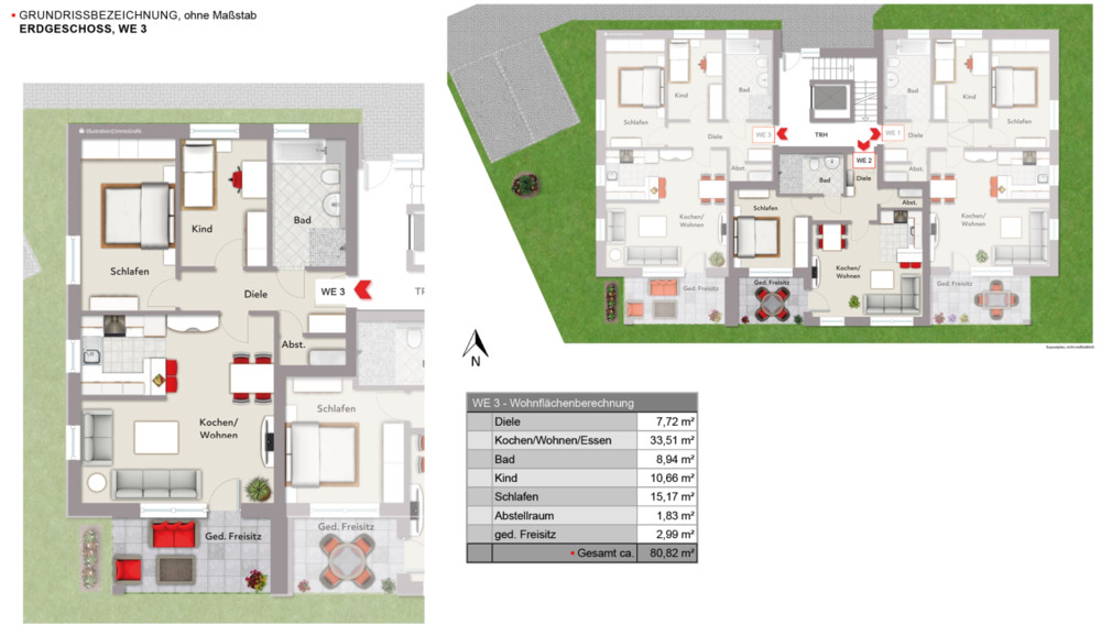 Etagenwohnung Schloß Holte-Stukenbrock Schloß Holte - 3 Zimmer, 80 m&sup2;, 334.300&euro; | Angebot:23986206