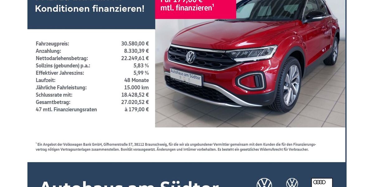 VW T-Roc 9.627 km 30.580 € Rietberg 33397
