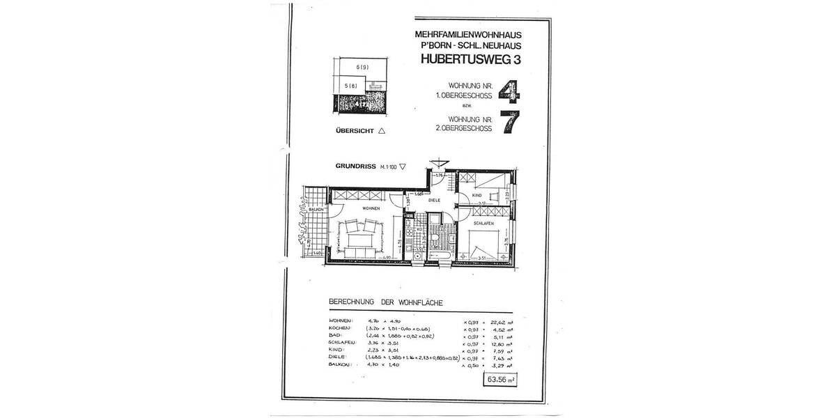 Etagenwohnung Paderborn OT Schloß Neuhaus Schloß Neuhaus - 3 Zimmer, 63 m&sup2;, 760&euro; | Angebot:26235134