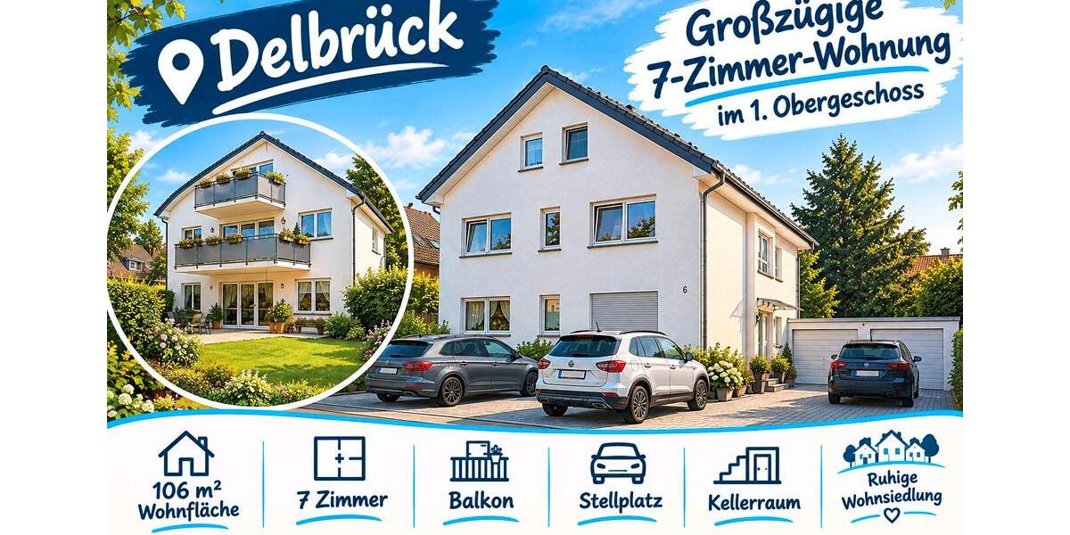 Etagenwohnung Delbrück - 7 Zimmer, 106 m&sup2;, 980&euro; | Angebot:27629220
