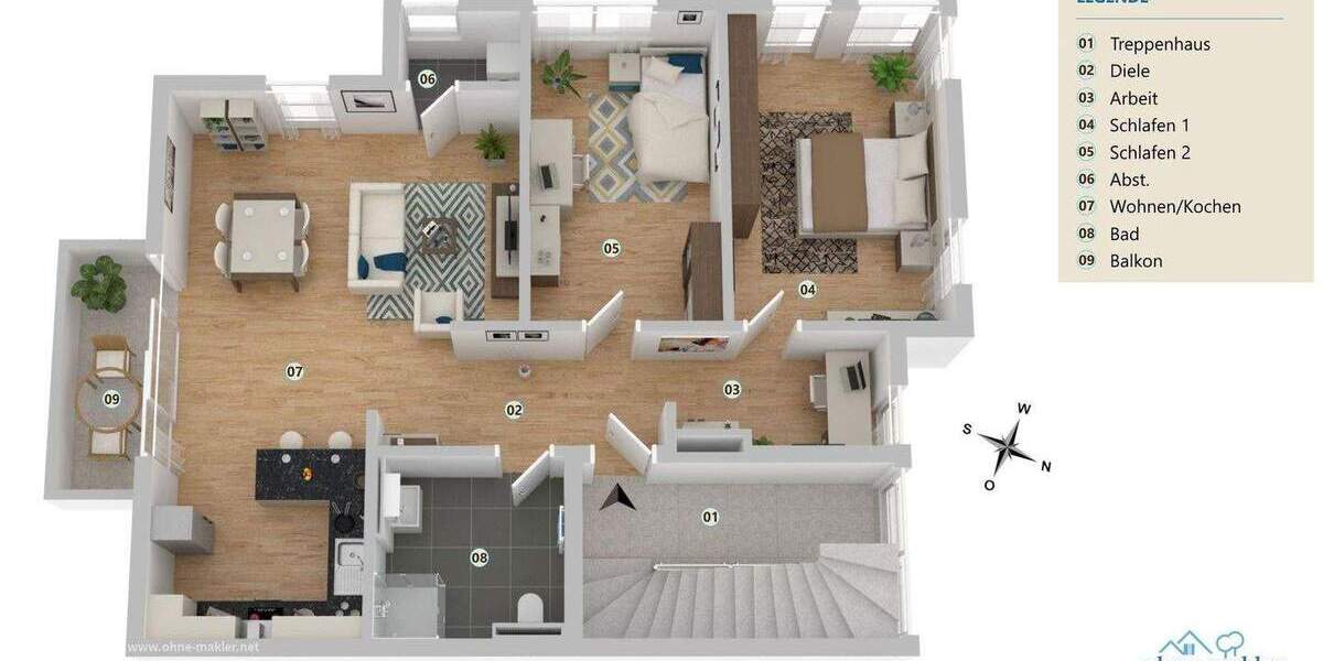 Etagenwohnung Paderborn Kernstadt - 3 Zimmer, 87 m&sup2;, 1.280&euro; | Angebot:25483633