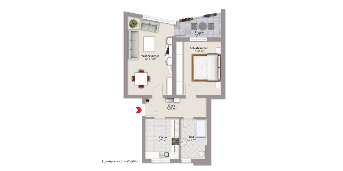 Etagenwohnung Bielefeld Sennestadt - 2 Zimmer, 64 m&sup2;, 704&euro; | Angebot:25413131