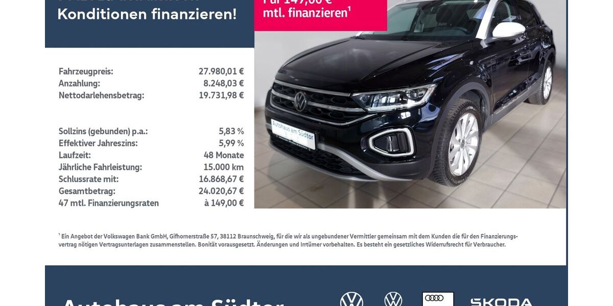 VW T-Roc 18.142 km 27.980 &euro; Rietberg 33397