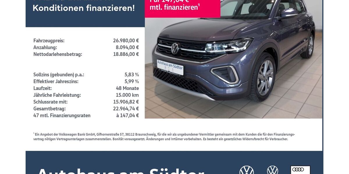 VW T-Cross 8.000 km 23.980 &euro; Rietberg 33397