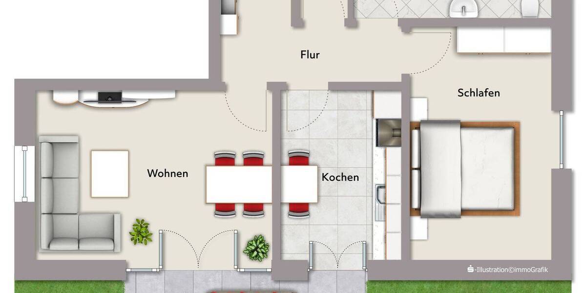 Etagenwohnung Schloß Holte-Stukenbrock Stukenbrock - 2 Zimmer, 58 m&sup2;, 215.000&euro; | Angebot:25999614