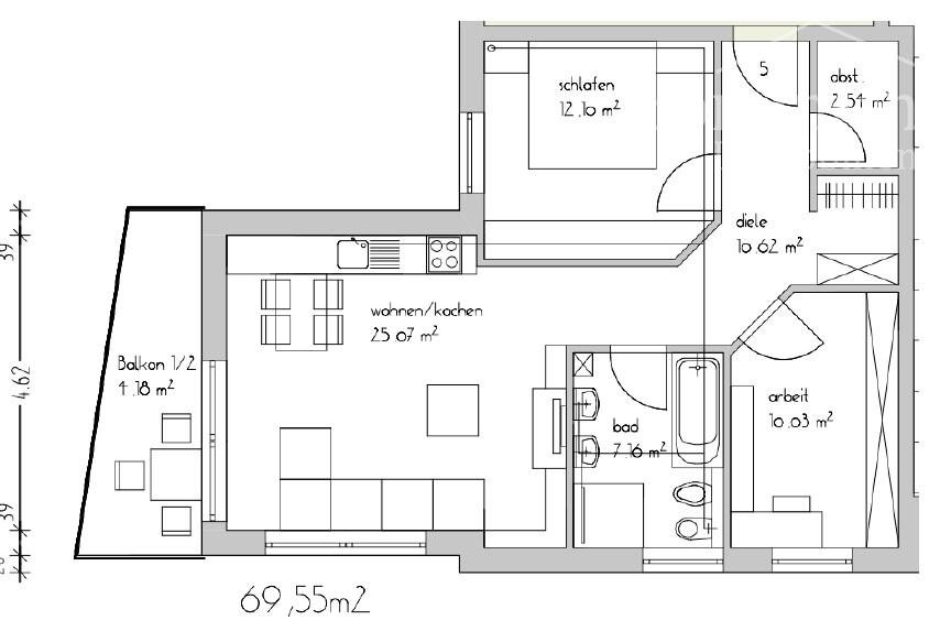 Etagenwohnung Paderborn Elsen - 3 Zimmer, 69 m&sup2;, 790&euro; | Angebot:25479715