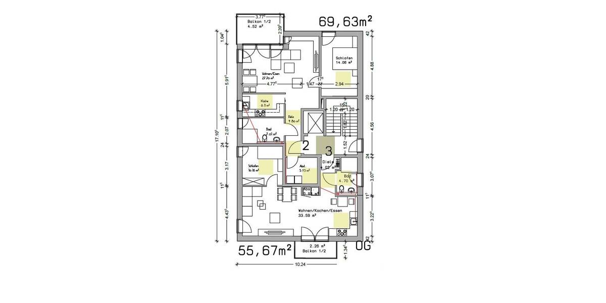 Etagenwohnung Paderborn Kernstadt - 3 Zimmer, 82 m&sup2;, 429.900&euro; | Angebot:25741578