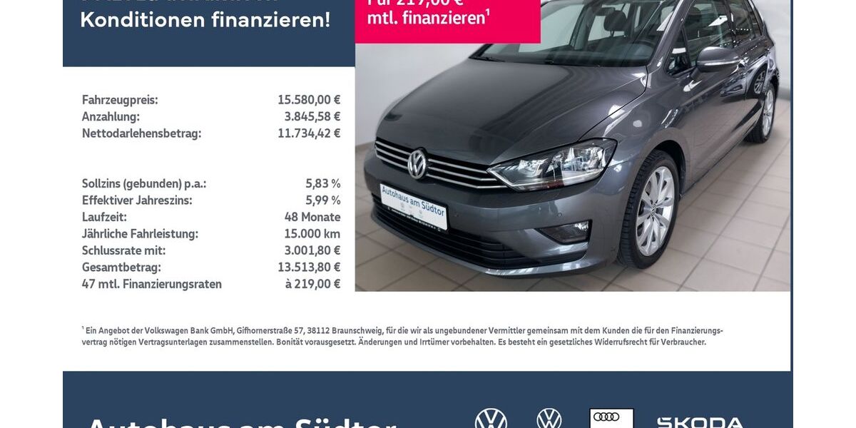 VW Golf Sportsvan 42.500 km 15.580 &euro; Rietberg 33397