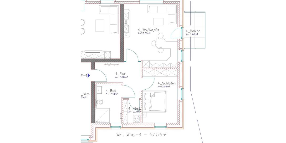 Etagenwohnung Paderborn Elsen - 2 Zimmer, 57 m&sup2;, 777&euro; | Angebot:25402733