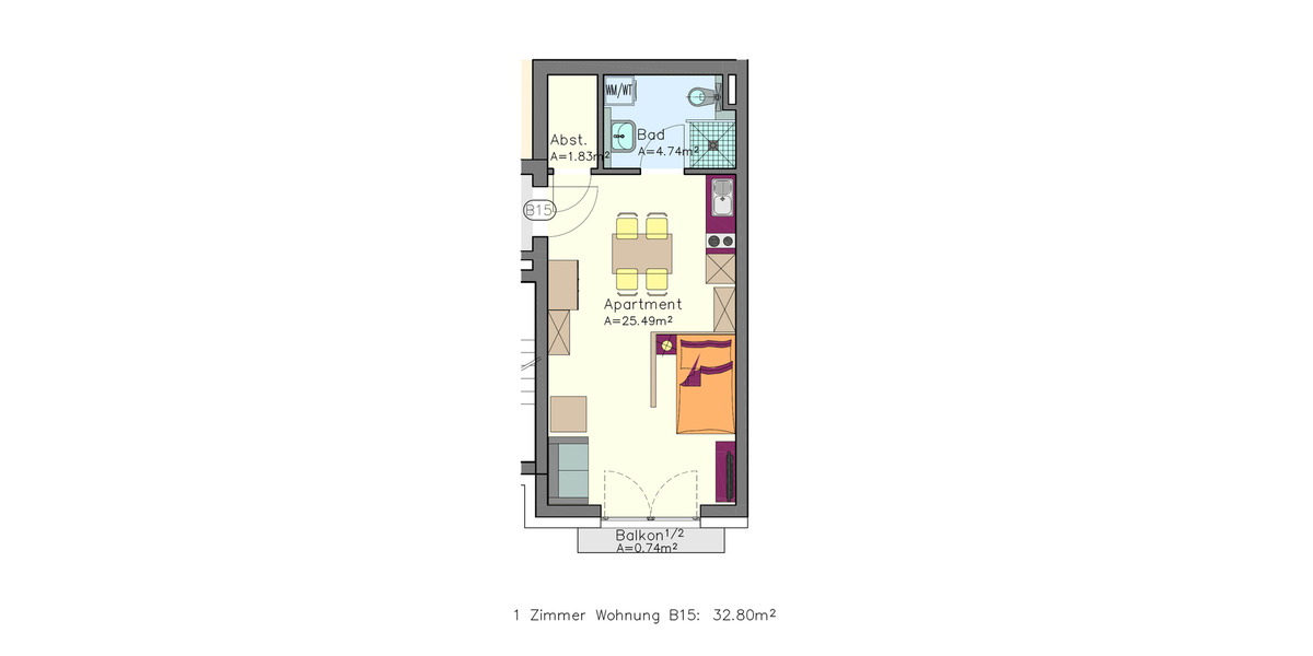 Moderne, möblierte 1-Zimmer-Wohnung mit Balkon & TG-Stellplatz – befristet auf 6 Monate 1 zimmer
