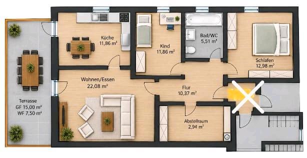 Etagenwohnung Paderborn - 3 Zimmer, 85 m&sup2;, 420.000&euro; | Angebot:27618214