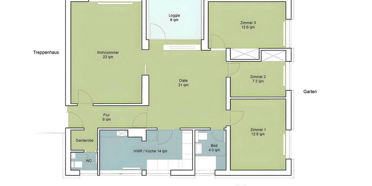 Etagenwohnung Paderborn Kernstadt - 3 Zimmer, 100 m&sup2;, 880&euro; | Angebot:26883464