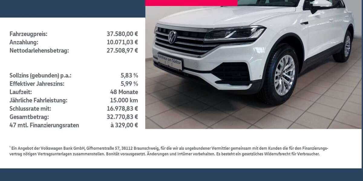 VW Touareg 97.000 km 37.580 &euro; Rietberg 33397