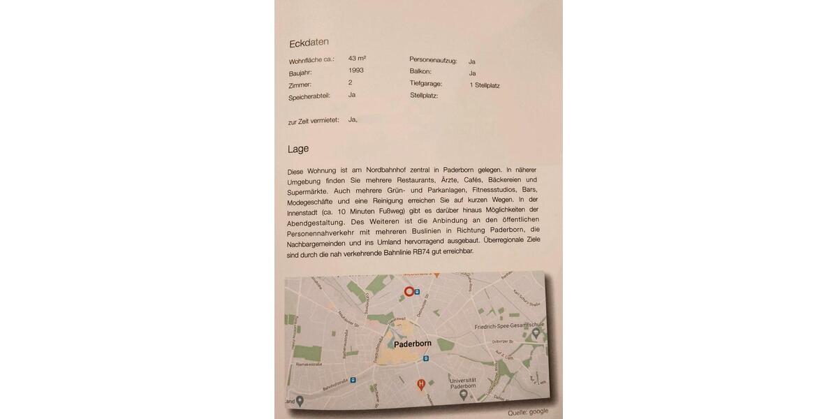 Maisonettenwohnung Paderborn - 2 Zimmer, 43 m&sup2;, 650&euro; | Angebot:27603297