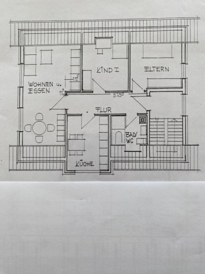 Bad Wünnenberg, Dachgeschoss, 3 Zimmerwohnung