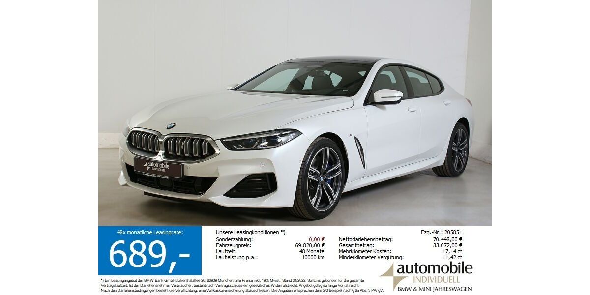 BMW 840 1.800 km 69.440 &euro; Paderborn 33100
