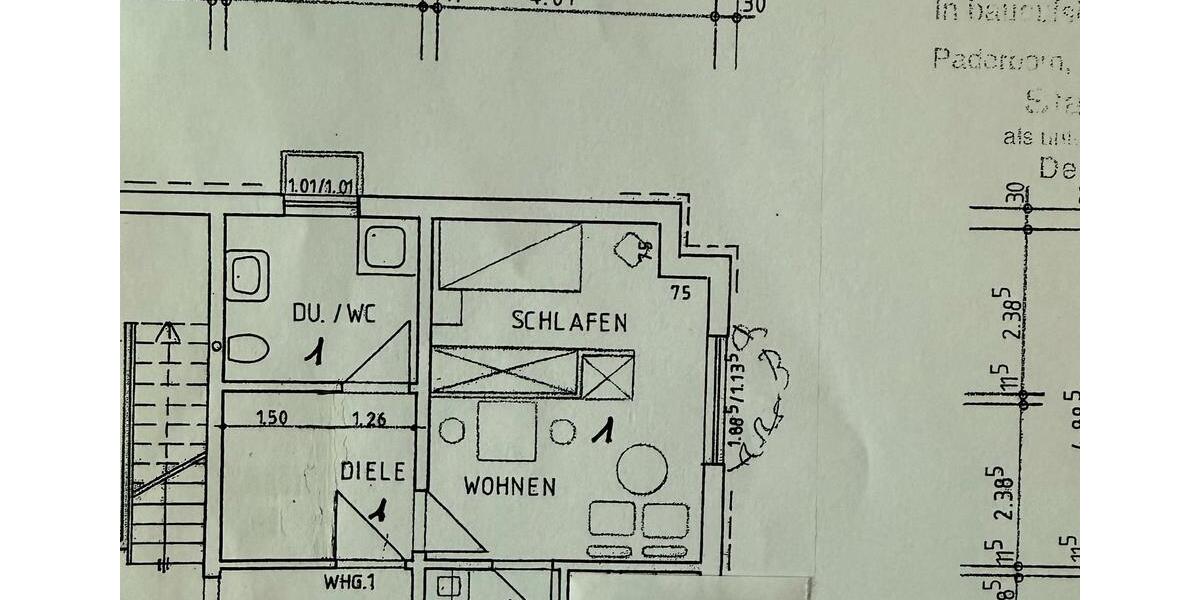 Etagenwohnung Salzkotten - 1 Zimmer, 32 m&sup2;, 500&euro; | Angebot:26626185