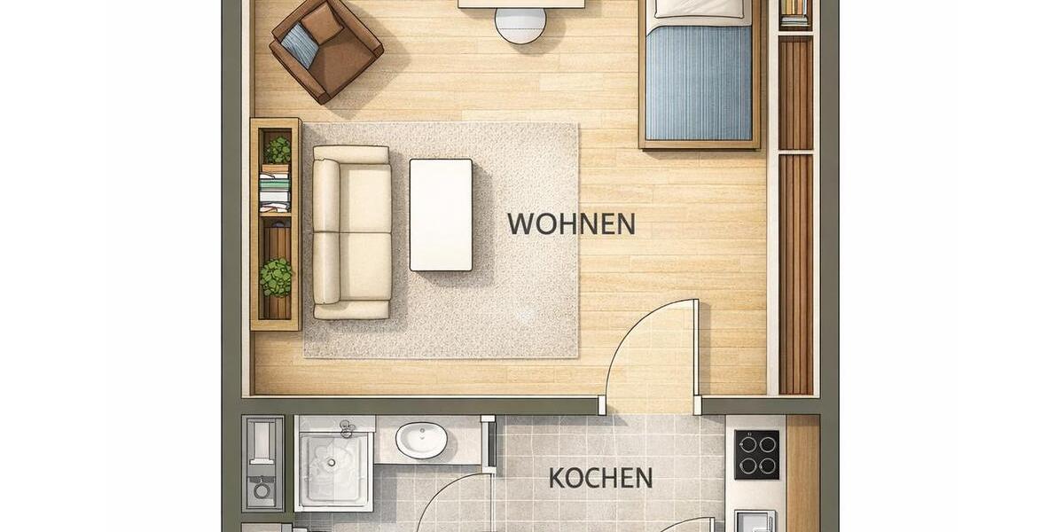 Etagenwohnung Paderborn - 1 Zimmer, 29 m&sup2;, 310&euro; | Angebot:26442278