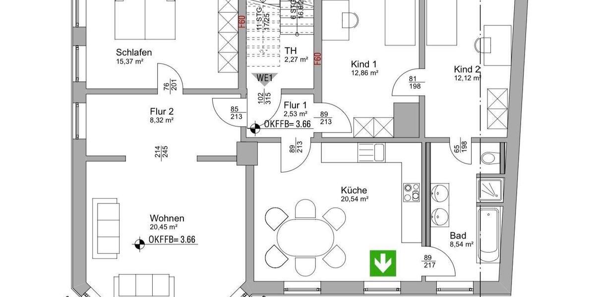 Etagenwohnung Horn-Bad Meinberg Bad Meinberg - 4 Zimmer, 100 m&sup2;, 1.200&euro; | Angebot:26512035
