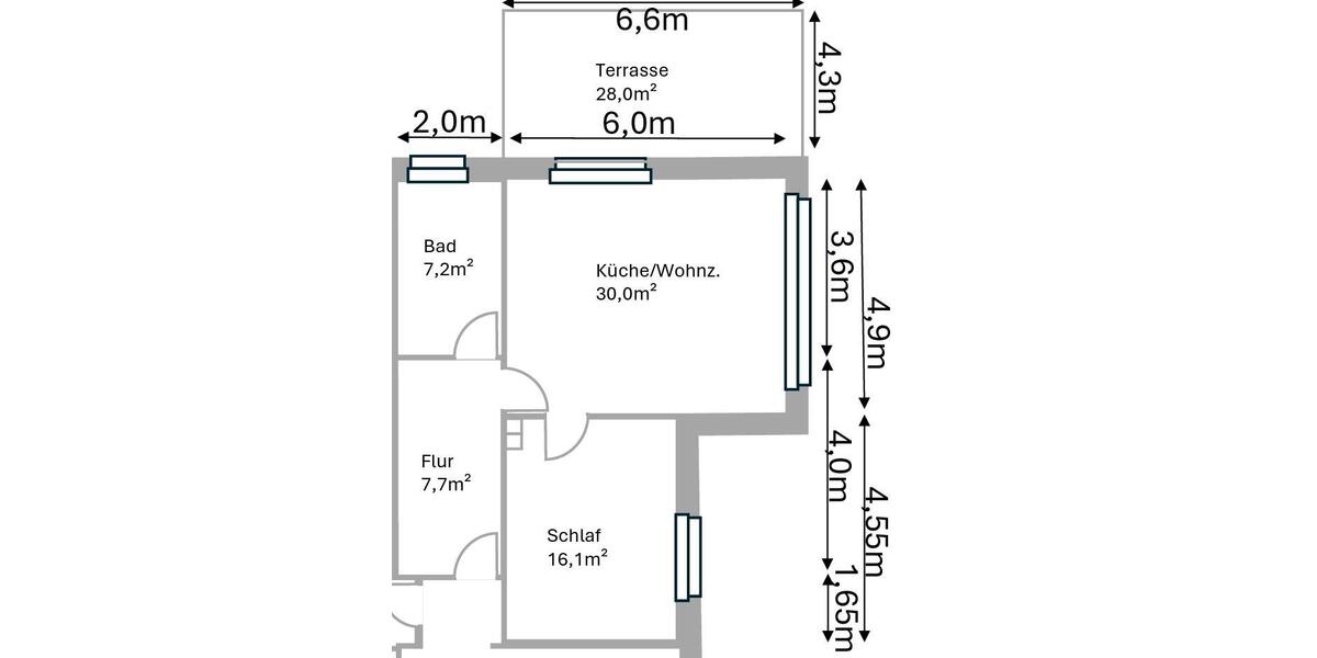 Erdgeschoßwohnung Paderborn - 2 Zimmer, 75 m&sup2;, 950&euro; | Angebot:26076083