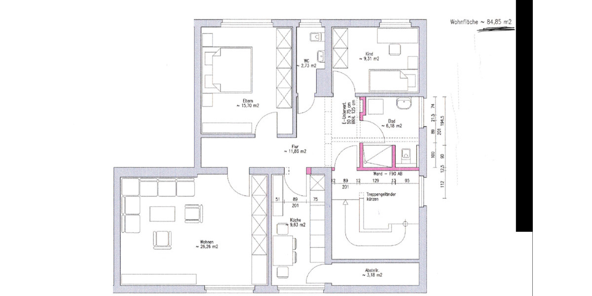 Etagenwohnung Delbrück - 3 Zimmer, 85 m&sup2;, 594&euro; | Angebot:25418905