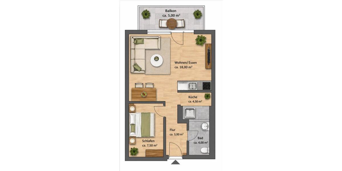 Etagenwohnung Detmold Hiddesen - 1 Zimmer, 37 m&sup2;, 407&euro; | Angebot:26267462