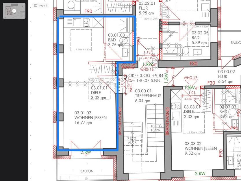 1 Zimmer-Appartement mit eigenem Balkon, Möbliert. Nähe UniBethe zimmer