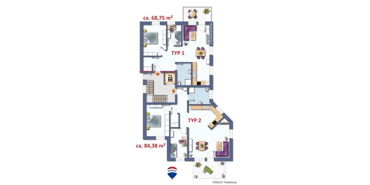 Etagenwohnung Büren - 2 Zimmer, 69 m&sup2;, 688&euro; | Angebot:26461042