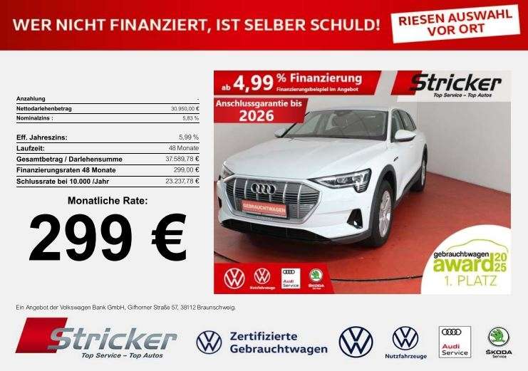 Audi e-tron 25.701 km 30.949 € Detmold 32760